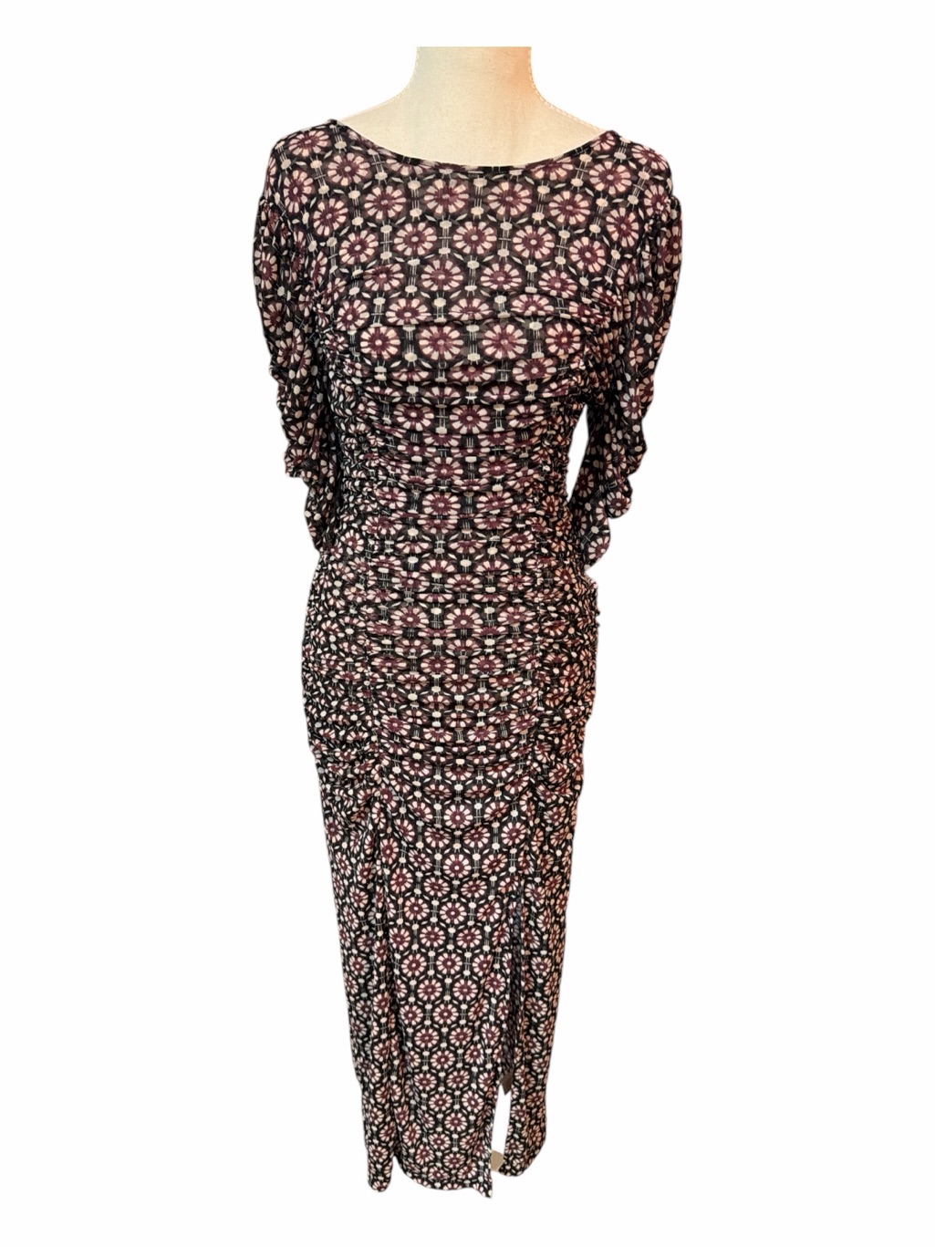Romantic Ruched Midi Dress Open Back Boho Free People Nwt Medium